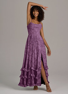 Azazie Lettie Bridesmaid Dresses Wisteria A-Line Corset Floral Burnout Dress image5