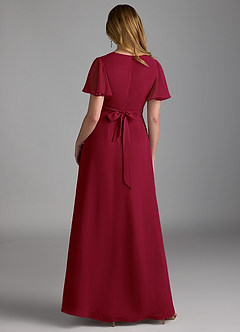 Azazie Zaniah Bridesmaid Dresses Burgundy A-Line Chiffon Dress image2