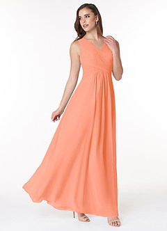 Azazie Flora Bridesmaid Dresses Sunset A-Line Pleated Chiffon Dress image4
