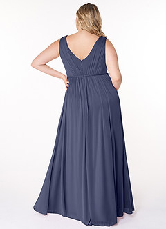 Azazie Tanicia Brautjungfernkleider A-Linie V-Hals Gefaltet Gittergewebe Kleid Sturm image6