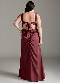 Azazie Jesaphine Robes de demoiselle d'honneur Robe Fourreau en Satin extensible Arc Merlot image9