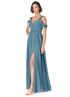 Azazie Lianne Bridesmaid Dresses Bermuda A-Line Off the Shoulder Chiffon Dress image3