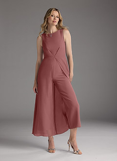 Azazie Anitta Mother of the Bride Dresses Desert Rose Jumpsuit/Pantsuit Pleated Stretch Crepe Dress image2