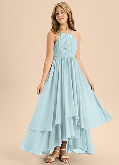 Azazie Elliora Junior Mist A-Line Pleated Chiffon Dress image3