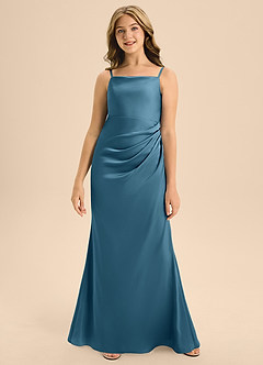 Azazie Renna Junior Robe Trapèze en Satin extensible Plissée Bermude image4