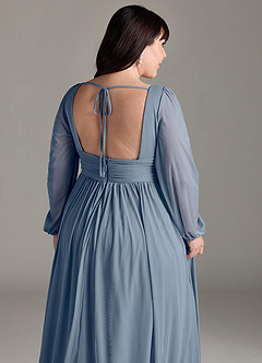Azazie Norah Bridesmaid Dresses Twilight A-Line V-Neck Long Sleeve Chiffon Dress image13