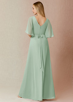 Azazie Cierra Final Sale Agave A-Line V-Neck Chiffon Dress image2