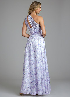 Azazie Charlize Robes de demoiselle d'honneur Robe Trapèze en Aquarelle Florale Ue épaule Lilas Aquarelle Florale image6