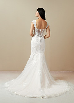 Azazie Roux Wedding Dresses Diamond White Mermaid Sequins Satin Dress image2