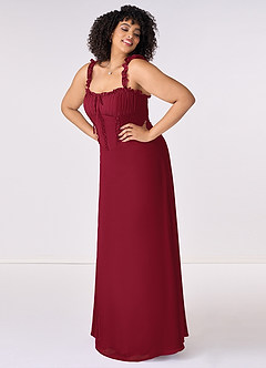 Barbie ♥ Azazie Bridesmaid Dresses Burgundy A-Line Sweetheart Neckline Chiffon Dress image8