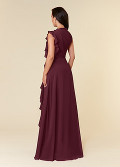 Azazie Narine Mother of the Bride Dresses Cabernet A-Line High Neckline Pleated Chiffon Dress image4