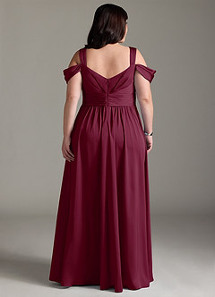 Azazie Lianne Bridesmaid Dresses Mulberry A-Line Off the Shoulder Stretch Satin Dress image10