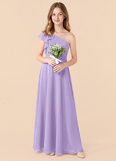 Azazie Arabella Junior Robe Trapèze en Mousseline de soie Rayé Lilas image5