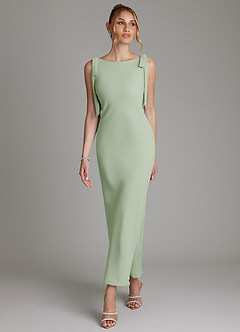 Azazie Luddie Bridesmaid Dresses Dusty Sage Mermaid Bow Chiffon Dress image4