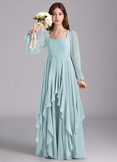 Azazie Clara Junior Jurk van Chiffon met A-Lijn Blouson De Nevel image3