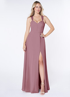 Azazie Jane Final Sale Vintage Mauve A-Line V-Neck Pleated Chiffon Dress image1