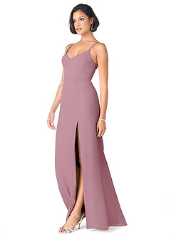 Azazie Blink Bridesmaid Dresses Vintage Mauve Sheath V-Neck Chiffon Dress image3