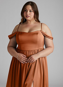 Azazie Morana Final Sale Amethyst A-Line Off the Shoulder Stretch Satin Convertible Dress image15