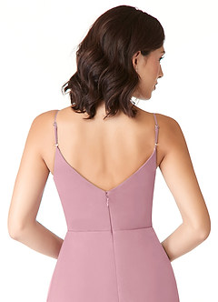 Azazie Evalin Final Sale Vintage Mauve A-Line V-Neck Pleated Mesh Dress image6