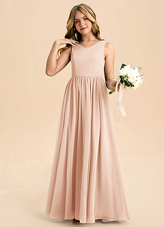 Azazie Hathaway Junior English Rose A-Line Bow Chiffon Dress image5