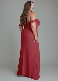 Azazie Johana Jurken voor bruidsmeisjes Converteerbaar Jurk van Chiffon met Zeemeermin Off-shoulder Granaatappel image9