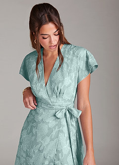 Azazie Ling Bridesmaid Dresses Mist A-Line Pleated Floral Burnout Dress image7