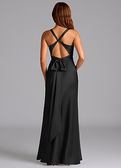 Azazie Hati Bridesmaid Dresses Black Mermaid Stretch Satin Dress image7