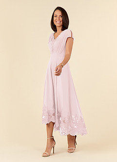 Azazie Palana Mother of the Bride Dresses Blushing Pink A-Line Lace Chiffon Dress image2