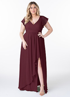 Azazie Omari Vestidos de madrinha de casamento Vestido Cabernet de Chiffon de Linha A image7