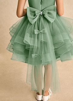 Azazie Tinie Robe Demoiselle D'honneur Fillette Robe Princesse en Tulle Arc Matcha image7