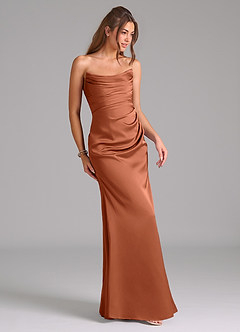 Azazie Lucille Brautjungfernkleider Wandelbar Meerjungfrau-Linie Schulterfrei Stretch-Satin Kleid Zedernrose image5