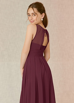 Azazie Bibiane Junior Cabernet A-Line Pleated Chiffon Dress image8