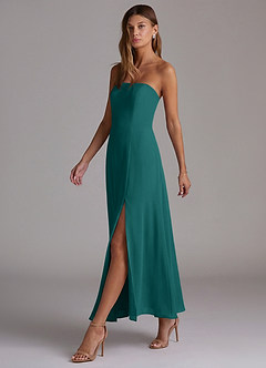 Azazie Wren Bridesmaid Dresses Peacock A-Line Strapless Chiffon Dress image3