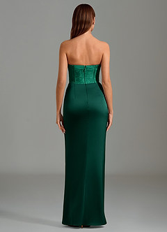 Azazie Emilia Bridesmaid Dresses Emerald Mermaid Strapless Stretch Satin Dress image2