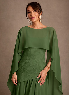 Azazie Flossie Mother of the Bride Dresses Olive A-Line Pleated Chiffon Dress image6