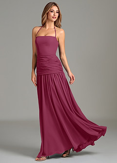 Azazie Vashti Bridesmaid Dresses Mulberry A-Line Chiffon Dress image5