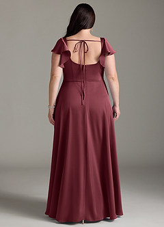 Azazie Bondi Brautjungfernkleider A-Linie Schleifen Stretch-Satin Kleid Merlot image8