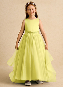 Azazie Lior Flower Girl Dresses Canary Ball-Gown Pleated Tulle Dress image2