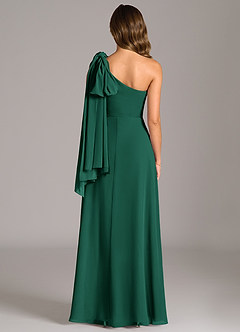 Azazie Tella Bridesmaid Dresses Emerald A-Line One Shoulder Chiffon Dress image7