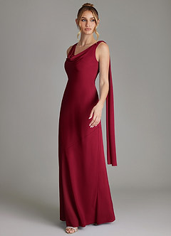 Azazie Essence Bridesmaid Dresses Burgundy Sheath Chiffon Dress image4
