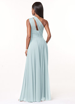 Azazie Charlize Brautjungfernkleider A-Linie One-Shoulder Gittergewebe Kleid Nebel image2