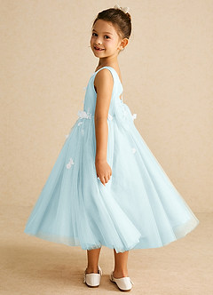 Azazie Tillie Final Sale Blushing Pink A-Line Lace Tulle Dress image5
