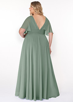 Azazie Pamela Bridesmaid Dresses Silver Sage A-Line V-Neck Pleated Chiffon Dress image7