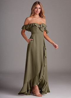Azazie Lyra Bridesmaid Dresses Willow Green A-Line Chiffon Convertible Dress image6