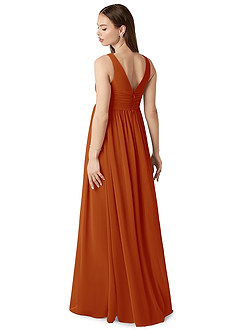 Azazie Yetta Maternity Bridesmaid Dresses A-Line V-Neck Gathered Chiffon Floor-Length Dress image5