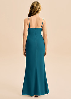 Azazie Buzzy Junior Ink Blue Sheath Pleated Chiffon Dress image5