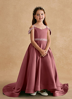 Azazie Jodi Flower Girl Dresses Amethyst A-Line Matte Satin Dress image4