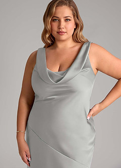 Azazie Rylina Bridesmaid Dresses Silver Mermaid Stretch Satin Dress image11