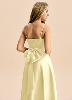 Azazie Rumi Junior Linia A Pofałdowany Satyna elastyczna Długość podłogi Młodsza druhna Sukienka image6