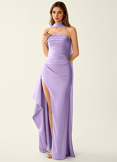 Esperanza Lila Glitzerndes Satin-Abendkleid mit Schnürung am Rücken image4